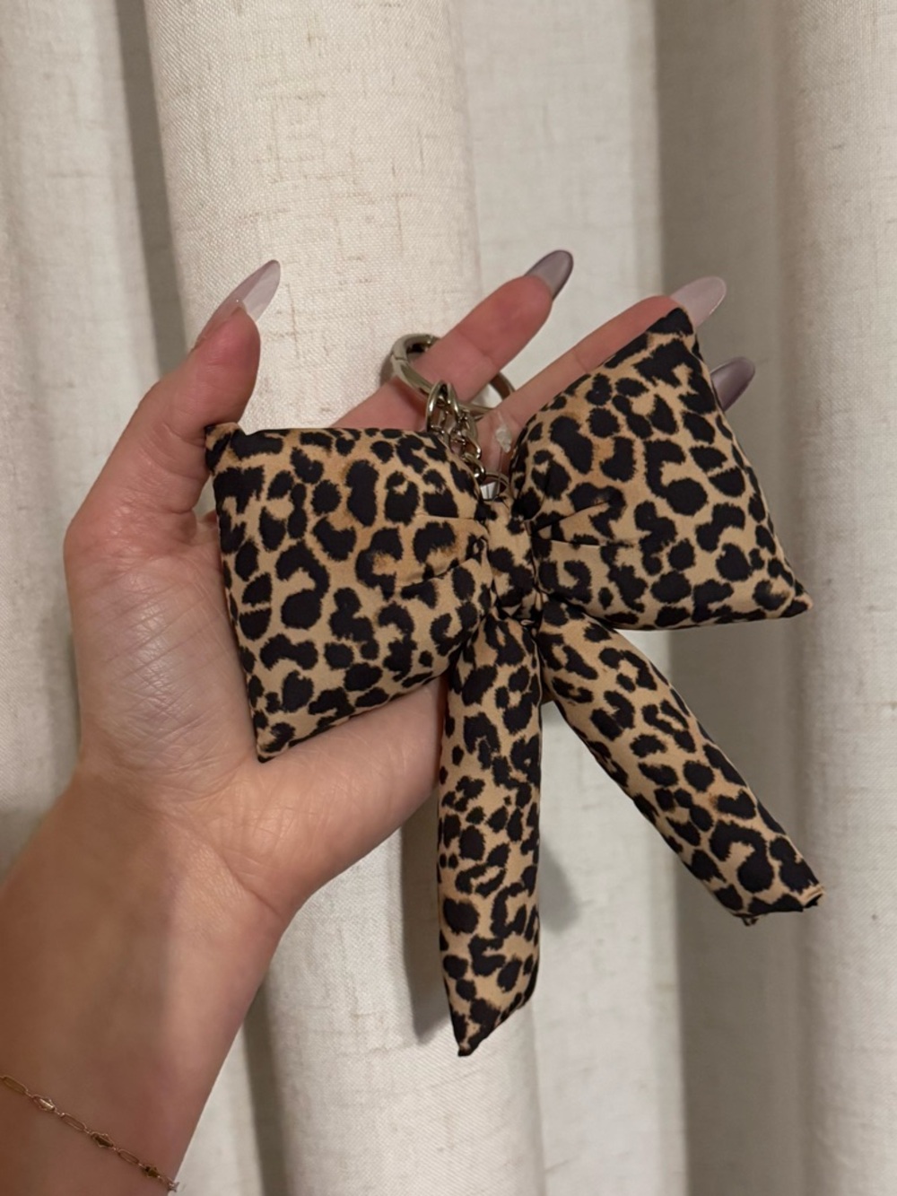 Leopard Bow Bag Charm Keychain - Picture 2 of 5